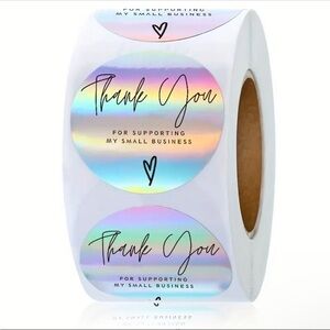 Holographic Thank You Stickers for Small Business 500 Qty